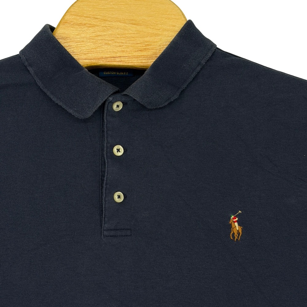 Polo Ralph Lauren Polo Mens L Navy Custom Slim Fit Cotton Pony Short Sleeve Prep